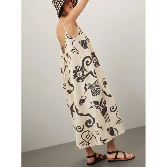 Untitled in Motion Linen Maxi Sundress MEDIUM Babydoll Vacation Dress Beach $354 - Picture 4 of 10